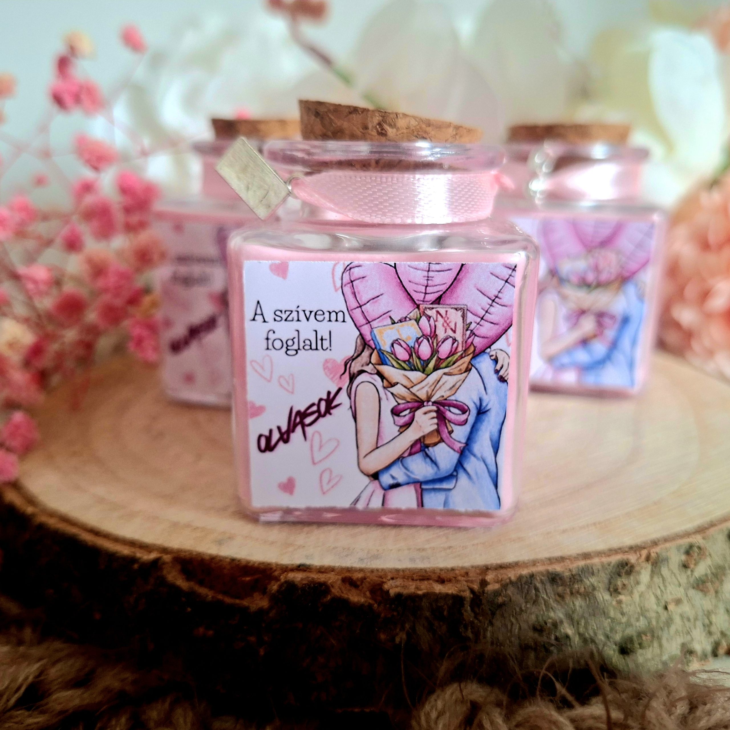 " A szívem foglalt" rózsaszín Valentin-napi gyertya