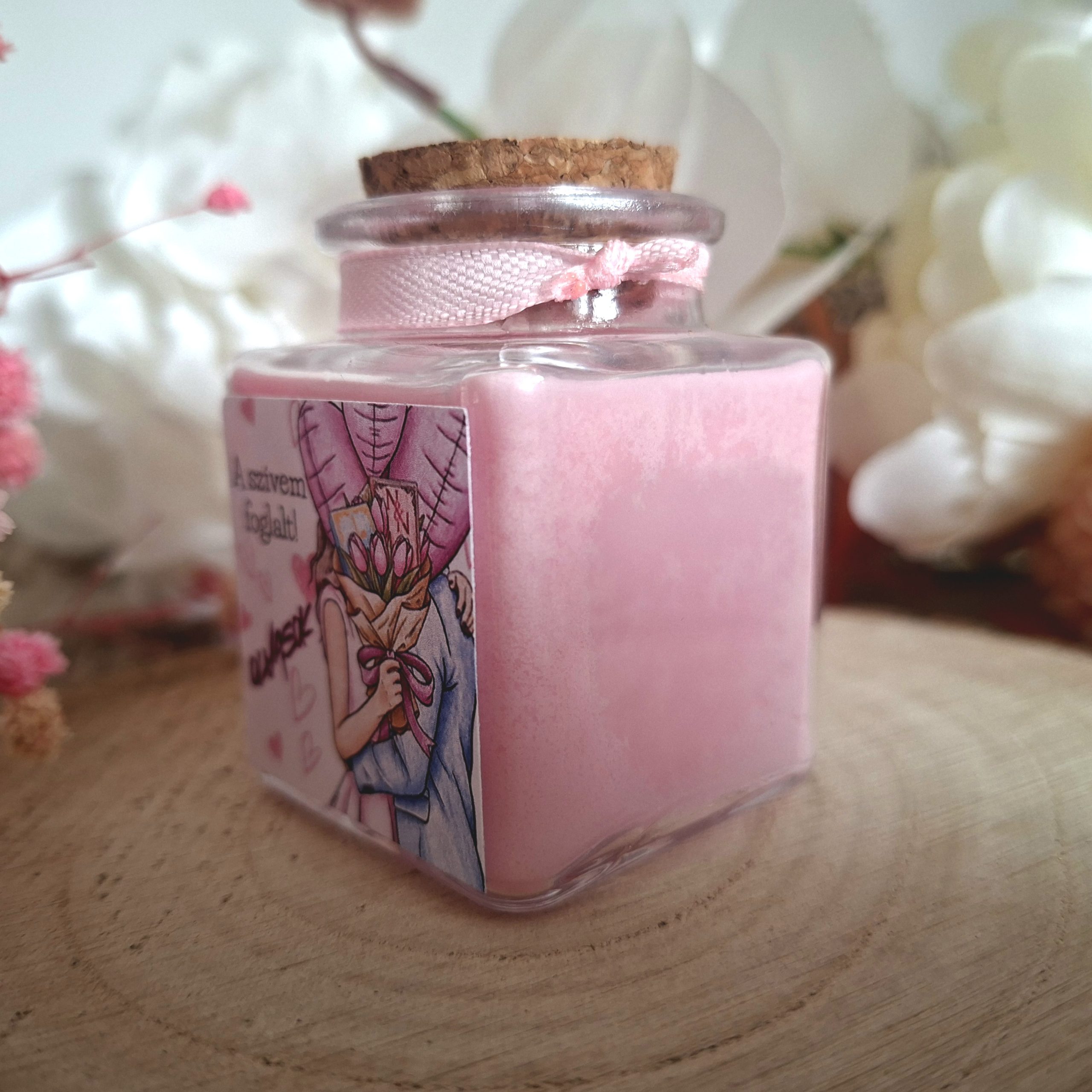 " A szívem foglalt" rózsaszín Valentin-napi gyertya - Image 2