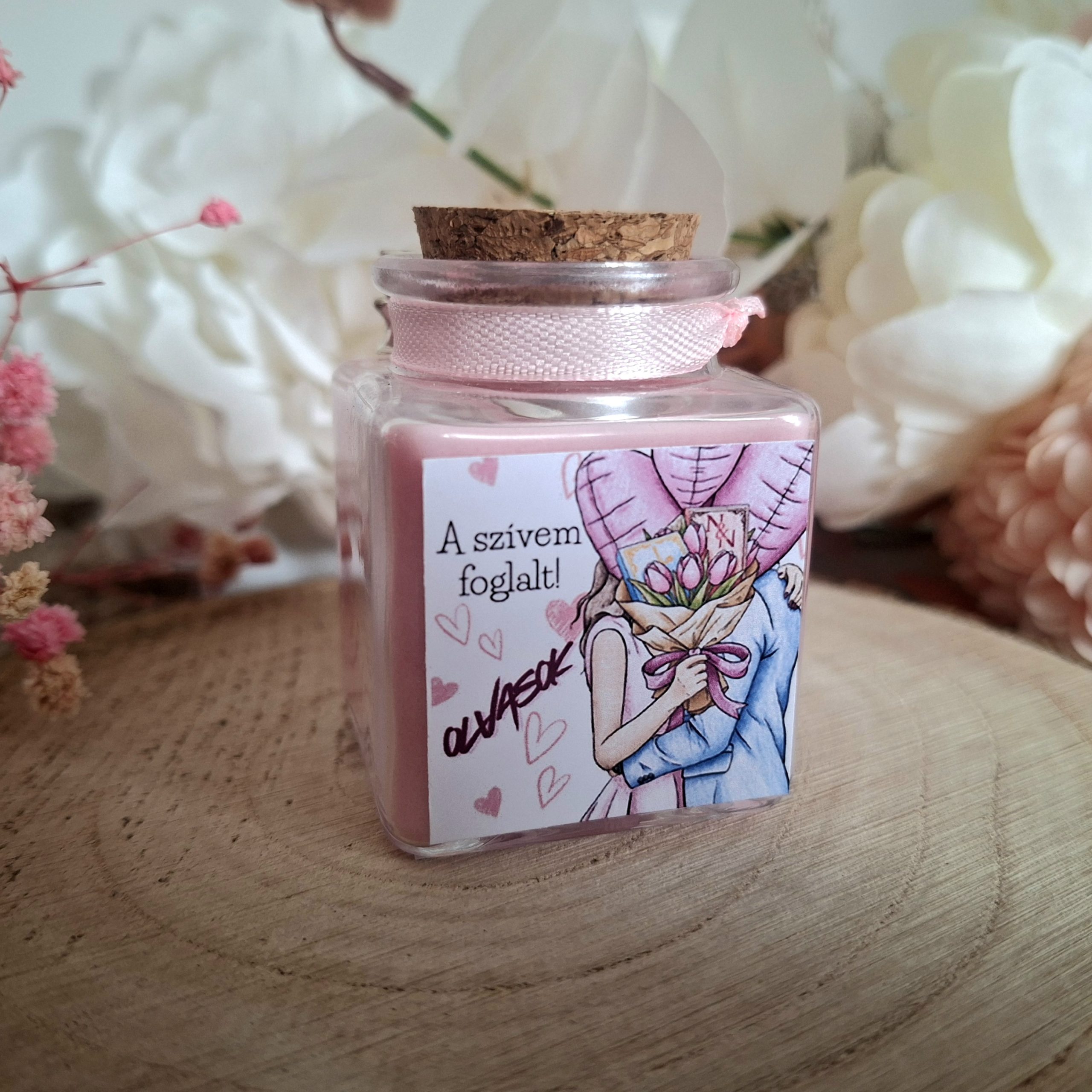 " A szívem foglalt" rózsaszín Valentin-napi gyertya - Image 3