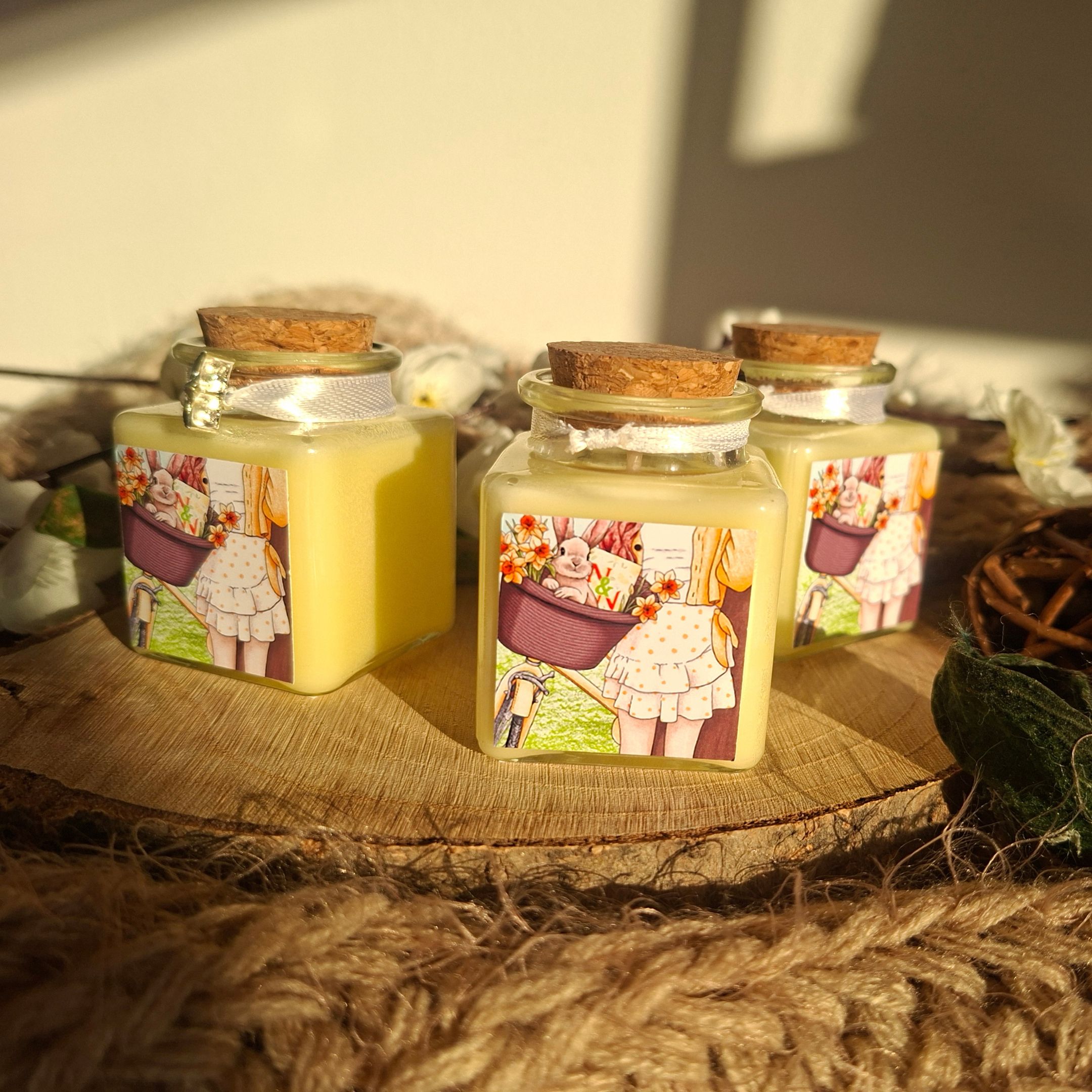 Tavaszi sárga-nyuszis könyvmoly gyertya